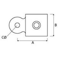 Taille du tube	A        B      CØ 27 mm         56      39    10Ø 42 mm         75      45    10Ø 48 mm         75      45    10