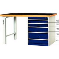 Arbeidsbenk Cubio Combi med 5 skuffer – Bredde 150 cm – arfenol