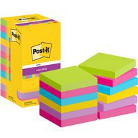 Post-it® Super Sticky 76x76 mm 12 blandede blokker