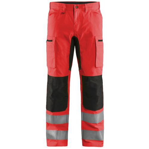Varselbukse med stretch Svart/Highvis rød