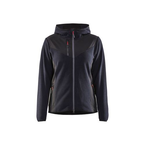 Strikkejakke med softshell og hette dame Mørk - Blåkläder