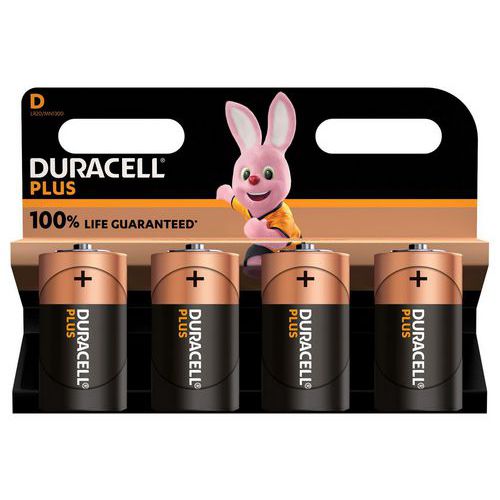 Plus 100 % D alkalisk batteri - 2 eller 4 enheter - Duracell