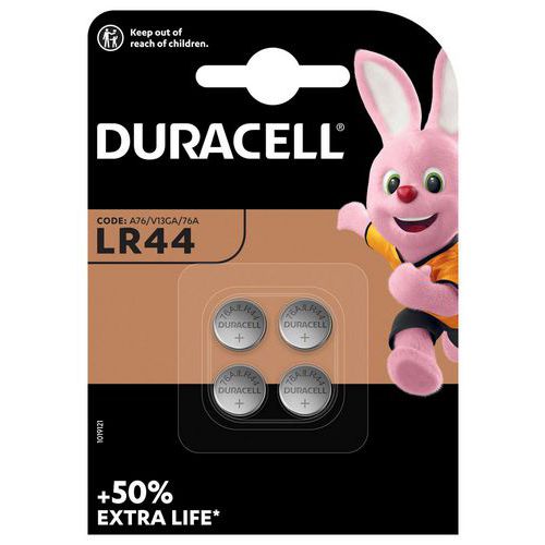 LR44 alkaliske myntbatterier - Pakning à 4 - Duracell