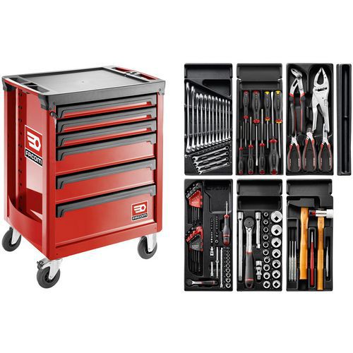 Verktøyvogn Roll 6 skuffer med verktøysett V5 - Facom