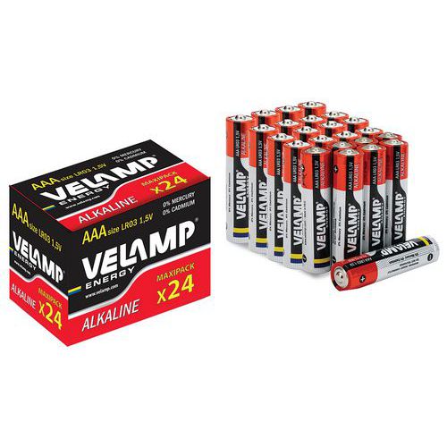 Pakning à 24 alkaliske batterier - VELAMP
