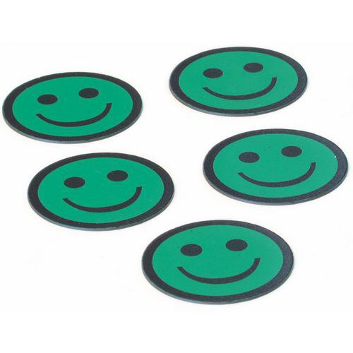 Sett à fem grønne magneter med ansiktsikon - Smit Visual