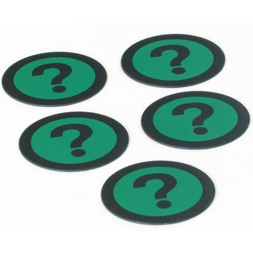 Sett à fem grønne magneter med spørsmålstegnikon - Smit Visual
