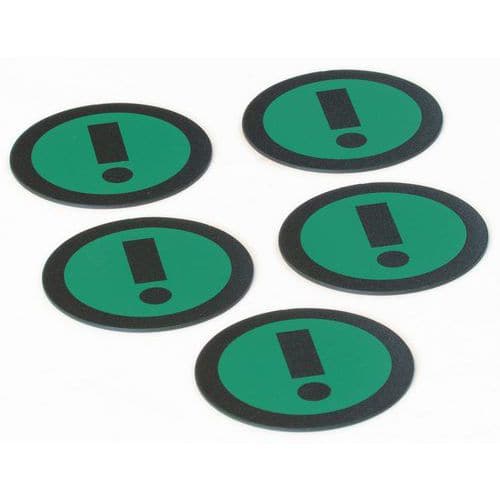 Sett à fem grønne magneter med varselikon - Smit Visual
