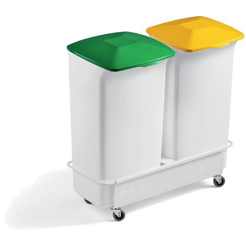 Genindvindingsvogn DURABIN med 40 liters avfallsbeholder, lokk og vogn
