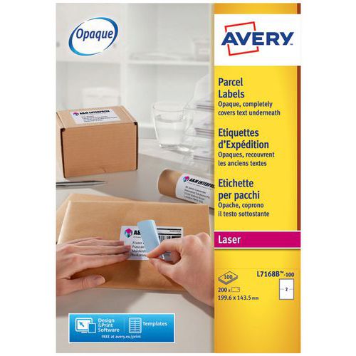 Ugjennomsiktig fraktetikett - Hvit - Avery