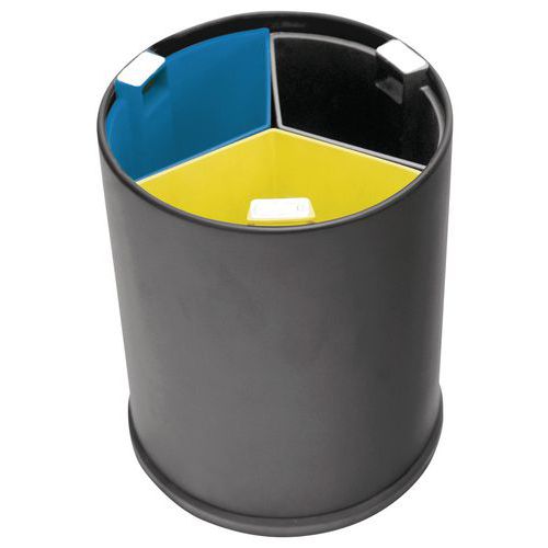 3-roms søppelkasse til kontor – Fargede beholdere - 13 l