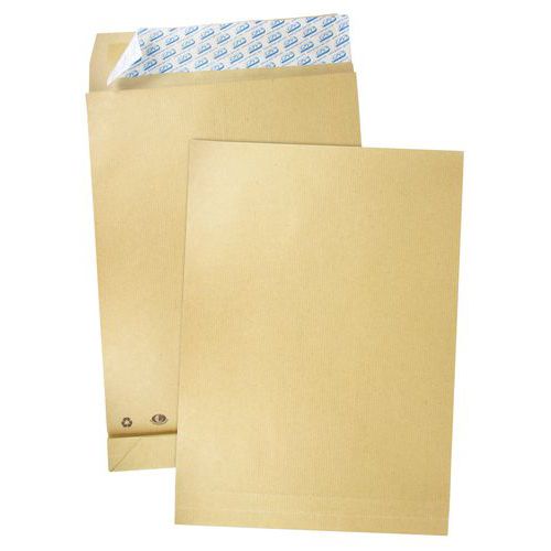 Forsterket brun kraftpose 130g - Med folder - Pakke med 50 stk