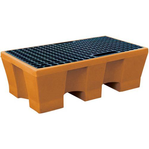 Spillbeskyttelsespall for 2 fat med gitter - Manutan Expert Spillbeskyttelsespall for 2 fat med gitter - Manutan Expert