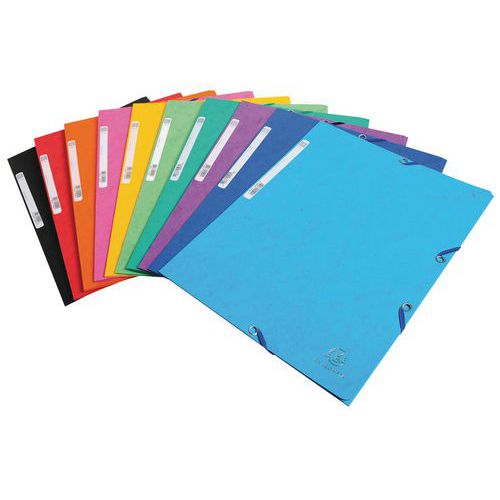 3-klaffet mappe med strikk, blankt kort - Assorterte farger - Pakke à 50