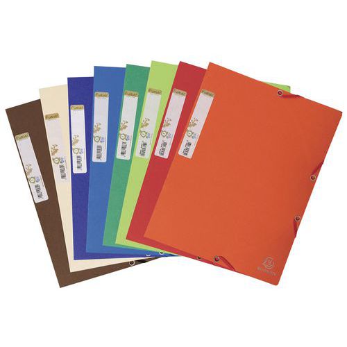 Forever A4-mappe med strikk og 3 klaffer, resirkulert kort - Assorterte farger - Pakke à 25