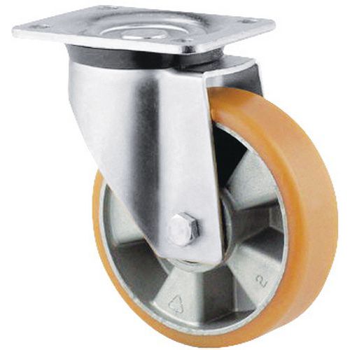Svingbart hjul med boltplate - Lastkapasitet 200 til 800 kg - Med aluminiumbeholder