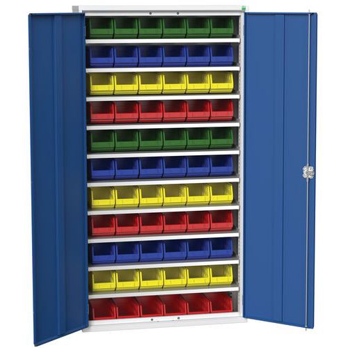 Skap Verso 1050x350x2000mm med 66 beholdere – Bott