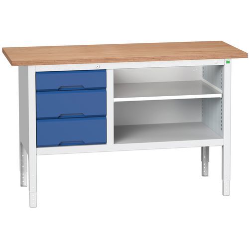 Arbeidsbenk monoblokk Verso 1500x600x830-930mm - Bott