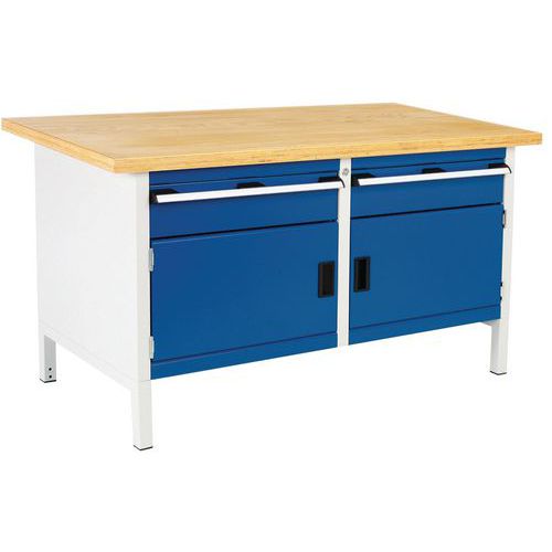 Arbeidsbenk i bøk, Cubio – 2 dører – 2 skuffer – L1500 mm – Bott