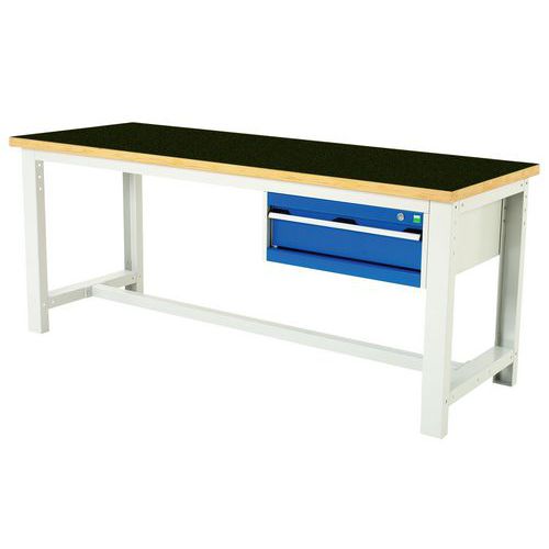 Cubio arbeidsbenk med 1 skuff – Bredde 200 cm – arfenol