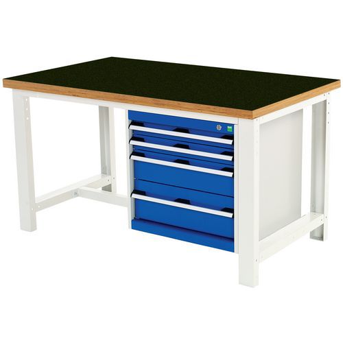 Cubio arbeidsbenk med 4 skuffer – Bredde 150 cm – arfenol
