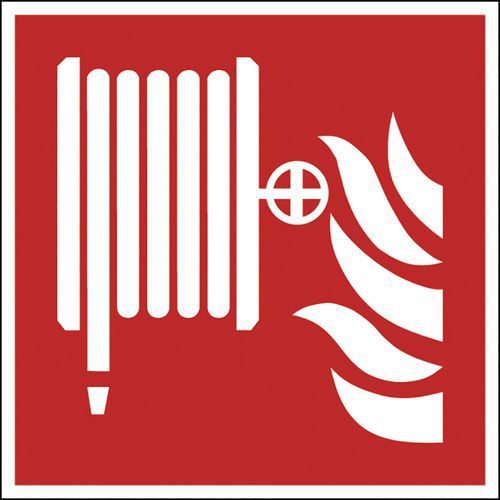 Firkantet skilt for brannsikkerhet - Brannslangetrommel - Selvlysende og stivt skilt