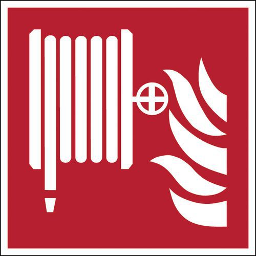 Firkantetet skilt for brannsikkerhet - Brannslangetrommel - Stiv