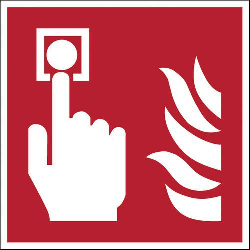 Firkantet skilt for brannsikkerhet - Brannalarmpunkt - Selvlysende og stivt skilt