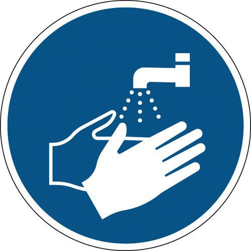 Påbudsskilt - Vask hendene - Stiv