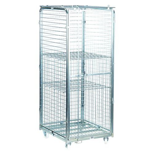Rullecontainer – 2 hyller – kapasitet 400 kg – Manutan