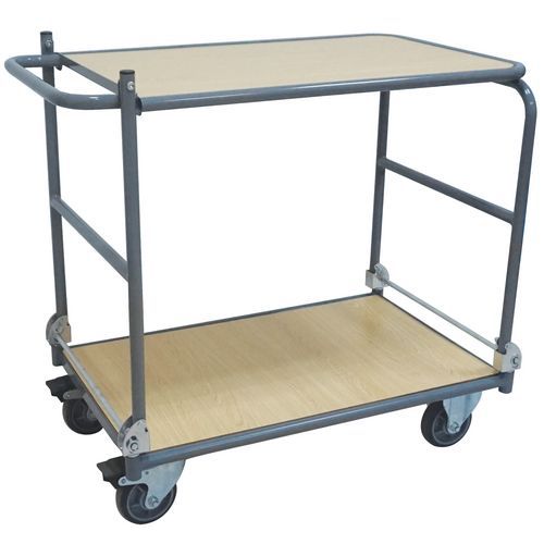 Sammenleggbar vogn med to plater - Kapasitet 150 kg - Manutan Sammenleggbar vogn med to plater - Kapasitet 150 kg - Manutan