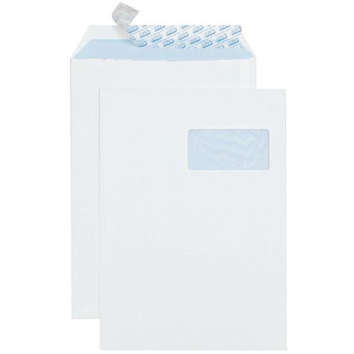 Hvit fin konvolutt, 90 g - Med vindu