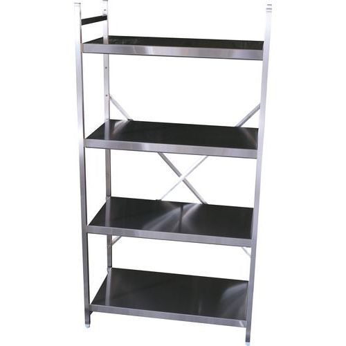 Lagerhylle i rustfritt stål med 4 hyller - Alminor