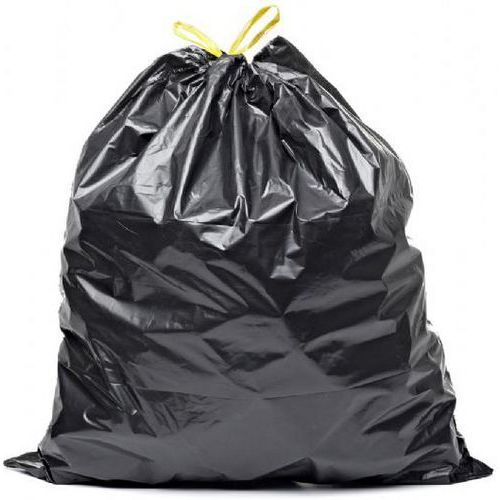 Søppelpose med snorlukking 50 L svart - Alfapac