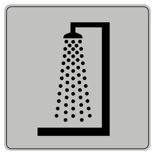 Symbolskilt pleksiglass grått dusj