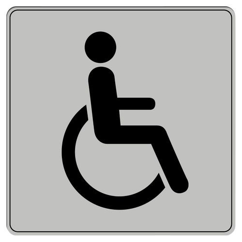 Symbolskilt pleksiglass grått handikapptoalett
