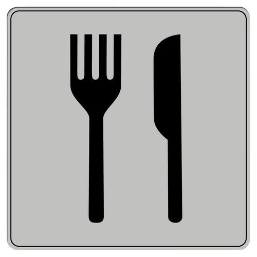 Symbolskilt pleksiglass grått restaurang