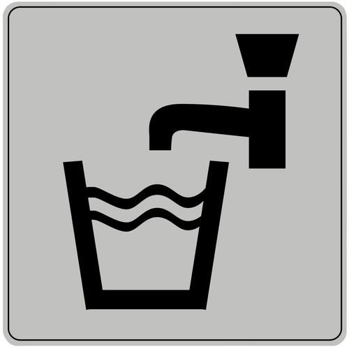 Symbolskilt pleksiglass grått drikkesvann