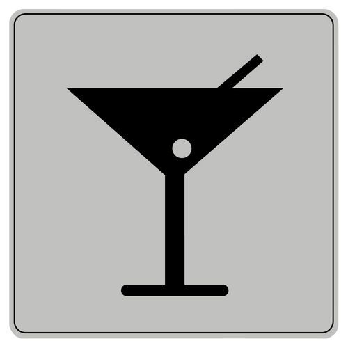 Symbolskilt pleksiglass grått bar