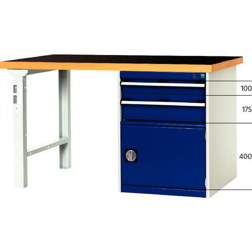 Cubio Combi arbeidsbenk med 2 skuffer + 1 skap – Bredde 200 cm – arfenol