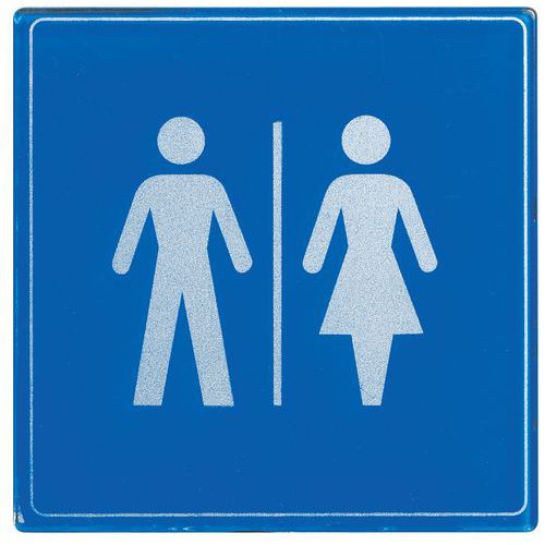 Symbolskilt pleksiglass blå toalett