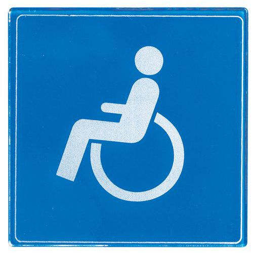 Symbolskilt pleksiglass blå handikapptoalett