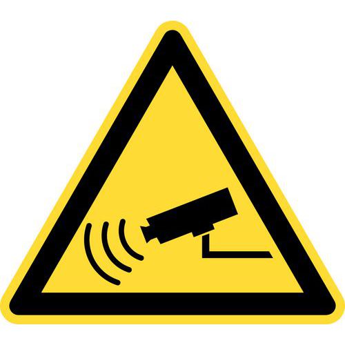 Varselskilt for fare - Kameraovervåking - Stiv
