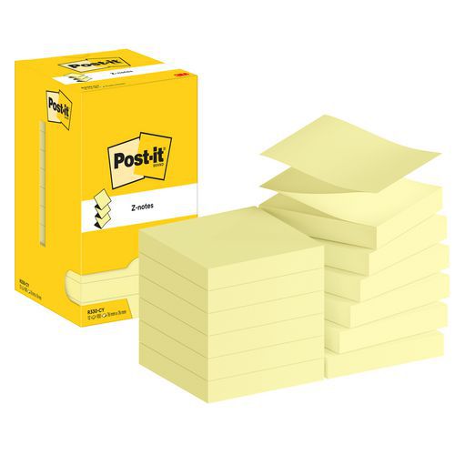 Z-Notes Post-it® 76 x 76 mm 12 gule pads - Post-it® Z-Notes Post-it® 76 x 76 mm 12 gule pads - Post-it®