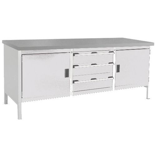 Cubio linoleumsarbeidsbenk – 2 dører – 3 skuffer – L2000 mm – Bott