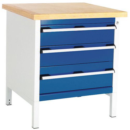Cubio arbeidsbenk i bøk – 3 skuffer – L750 mm – Bott