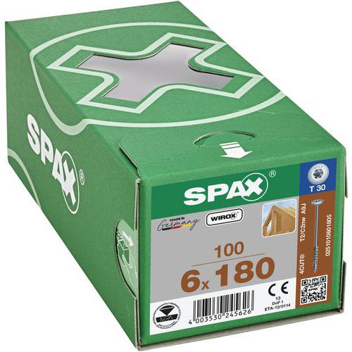 Eske med 100 treskruer Ø 6 mm skivehode TX - Spax