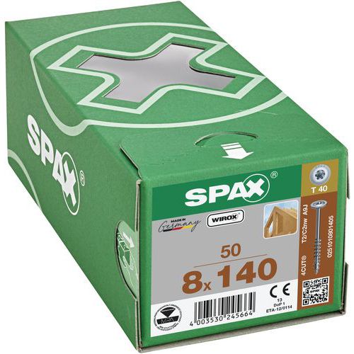 Eske med 50 treskruer Ø 8 mm skivehode TX - Spax