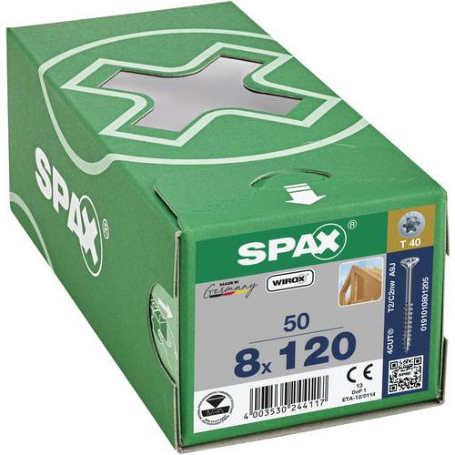 Eske med 50 treskruer forsenket hode TX Ø 8 mm - Spax