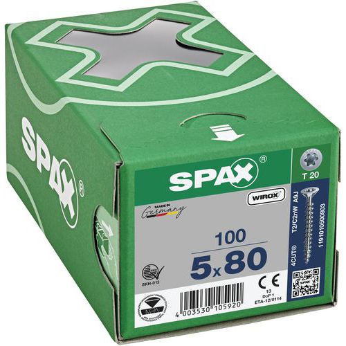 Eske med 100 universalskruer T-Star Plus forsenket hode TX Ø - Spax